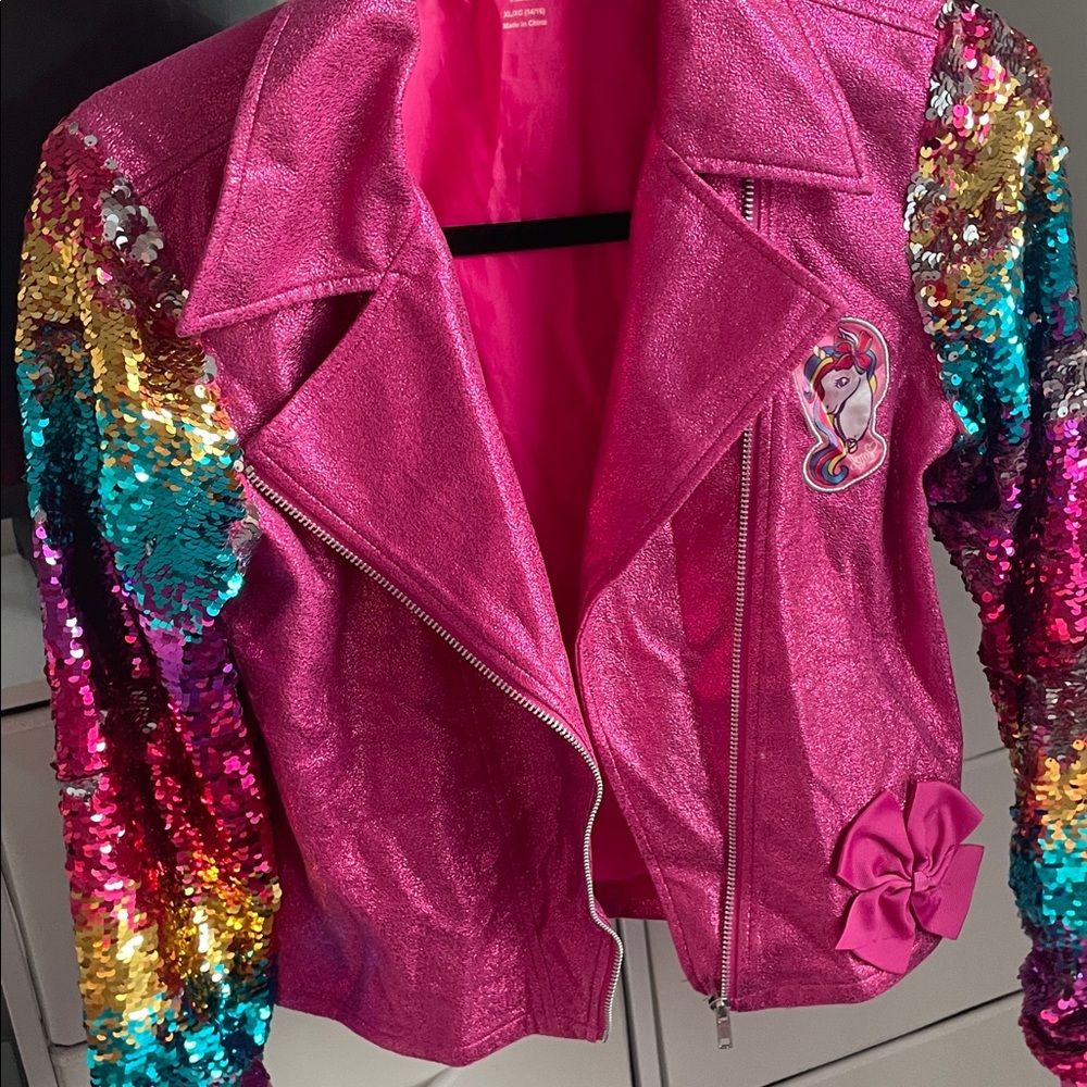 Nickelodeon Pink and Multicolor Sequin Bomber Jacket
